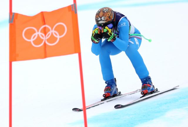 (260212) -- CORTINA D'AMPEZZO, Feb. 12, 2026 (Xinhua) -- Federica Brignone of Italy competes during the alpine skiing women's Super-G at the 2026 Milan-Cortina Winter Olympics in Cortina D'Ampezzo, Italy, Feb. 12, 2026. (Xinhua/Zhang Chenlin)