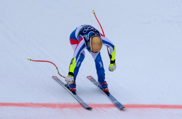 (260212) -- CORTINA D'AMPEZZO, Feb. 12, 2026 (Xinhua) -- Romane Miradoli of France competes during the alpine skiing women's Super-G at the 2026 Milan-Cortina Winter Olympics in Cortina, Italy, Feb. 12, 2026. (Xinhua/Fei Maohua)