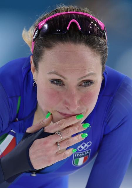 (260212) -- MILAN, Feb. 12, 2026 (Xinhua) -- Francesca Lollobrigida of Italy reacts after the speed skating women's 5000m final at the Milan-Cortina 2026 Olympic Winter Games in Milan, Italy, Feb. 12, 2026. (Xinhua/Du Xiaoyi)