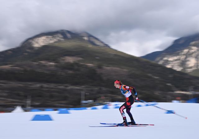 (260212) -- TESERO, Feb. 12, 2026 (Xinhua) -- Liliane Gagnon of Canada competes during the cross-country skiing women's 10km interval start free match at the Milan-Cortina 2026 Olympic Winter Games in Tesero, Italy, Feb. 12, 2026. (Xinhua/He Canling)
