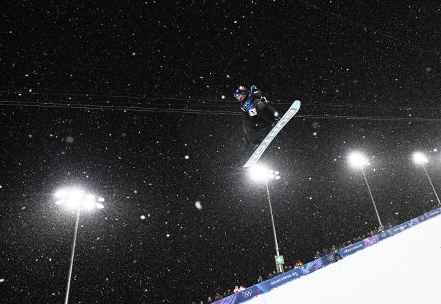 (260213) -- LIVIGNO, Feb. 13, 2026 (Xinhua) -- Choi Gaon of South Korea competes during the women's snowboard halfpipe final at the Milan-Cortina 2026 Olympic Winter Games in Livigno, Italy, Feb. 12, 2026. (Xinhua/Xia Yifang)
