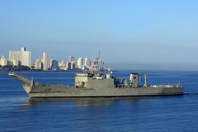 (260213) -- HAVANA, Feb. 13, 2026 (Xinhua) -- A ship carrying humanitarian aid supplies from Mexico is seen at the port of Havana, Cuba, Feb. 12, 2026. (Photo by Joaquín Hernández/Xinhua)