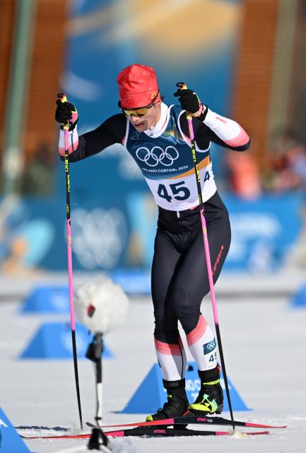 (260213) -- TESERO, Feb. 13, 2026 (Xinhua) -- Li Minglin of China competes during the Cross-Country Skiing Men's 10km Interval Start Free at the Milano Cortina 2026 Olympic Winter Games in Tesero, Italy, Feb. 13, 2026. (Xinhua/He Canling)