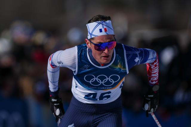 (260213) -- TESERO, Feb. 13, 2026 (Xinhua) -- Mathis Desloges of France competes during the Cross-Country Skiing Men's 10km Interval Start Free at the Milano Cortina 2026 Olympic Winter Games in Tesero, Italy, Feb. 13, 2026. (Xinhua/Peng Ziyang)
