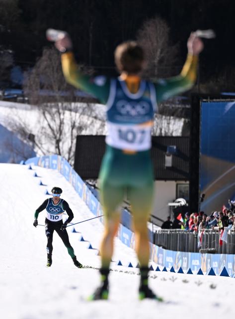 (260213) -- TESERO, Feb. 13, 2026 (Xinhua) -- Rakan Alireza of Saudi Arabia competes durng the Cross-Country Skiing Men's 10km Interval Start Free at the Milano Cortina 2026 Olympic Winter Games in Tesero, Italy, Feb. 13, 2026. (Xinhua/He Canling)