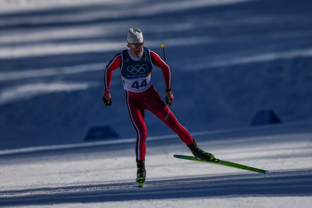 (260213) -- TESERO, Feb. 13, 2026 (Xinhua) -- Johannes Hoesflot Klaebo of Norway competes during the Cross-Country Skiing Men's 10km Interval Start Free at the Milano Cortina 2026 Olympic Winter Games in Tesero, Italy, Feb. 13, 2026. (Xinhua/Peng Ziyang)