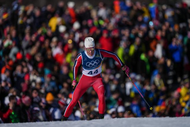 (260213) -- TESERO, Feb. 13, 2026 (Xinhua) -- Johannes Hoesflot Klaebo of Norway competes during the Cross-Country Skiing Men's 10km Interval Start Free at the Milano Cortina 2026 Olympic Winter Games in Tesero, Italy, Feb. 13, 2026. (Xinhua/Peng Ziyang)