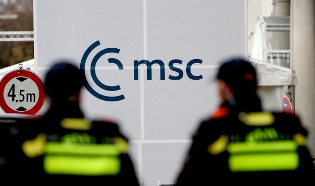 (260213) -- MUNICH, Feb. 13, 2026 (Xinhua) -- Police officers are on duty near the venue for the opening ceremony of the 62nd Munich Security Conference (MSC) in Munich, Germany, Feb. 13, 2026. The 62nd Munich Security Conference kicked off on Friday against the backdrop of deepening transatlantic tensions and an increasingly volatile geopolitical landscape. (Xinhua/Li Ying)
