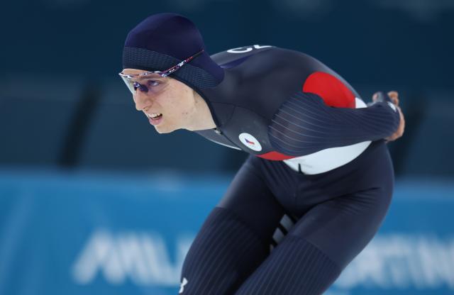 (260213) -- MILAN, Feb. 13, 2026 (Xinhua) -- Metodej Jilek of the Czech Republic competes during the speed skating men's 10000m event at the Milan-Cortina 2026 Olympic Winter Games in Milan, Italy, Feb. 13, 2026. (Xinhua/Li Jing)