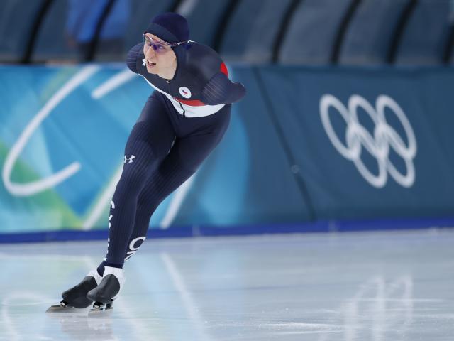 (260213) -- MILAN, Feb. 13, 2026 (Xinhua) -- Metodej Jilek of the Czech Republic competes during the speed skating men's 10000m event at the Milan-Cortina 2026 Olympic Winter Games in Milan, Italy, Feb. 13, 2026. (Xinhua/Du Xiaoyi)