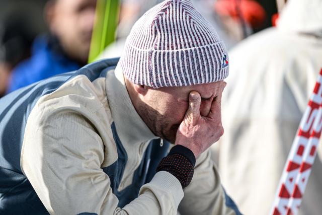 (260213) -- ANTERSELVA, Feb. 13, 2026 (Xinhua) -- Emilien Jacquelin of France reacts after the biathlon men's 10km sprint event at the Milan-Cortina 2026 Olympic Winter Games in Anterselva, Italy, Feb. 13, 2026. (Xinhua/Jiang Han)
