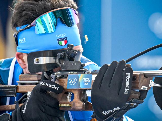 (260213) -- ANTERSELVA, Feb. 13, 2026 (Xinhua) -- Tommaso Giacomel of Italy competes during the biathlon men's 10km sprint event at the Milan-Cortina 2026 Olympic Winter Games in Anterselva, Italy, Feb. 13, 2026. (Xinhua/Jiang Han)