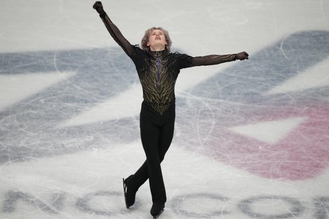 (260214) -- MILAN, Feb. 14, 2026 (Xinhua) -- Ilia Malinin of the United States performs during the men's single skating free skating of figure skating event at the Milan-Cortina 2026 Olympic Winter Games in Milan, Italy, Feb. 13, 2026. (Xinhua/Xue Yuge)