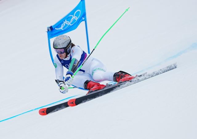 (260214) -- BORMIO, Feb. 14, 2026 (Xinhua) -- Lucas Pinheiro Braathen of Brazil competes during the alpine skiing men's Giant Slalom race at the Milan-Cortina 2026 Olympic Winter Games in Bormio, Italy, Feb. 14, 2026. (Xinhua/Yan Linyun)