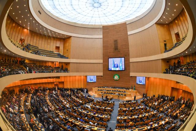 (260214) -- ADDIS ABABA, Feb. 14, 2026 (Xinhua) -- This photo taken on Feb. 14, 2026 shows a scene at the 39th Ordinary Session of the Assembly of Heads of State and Government of the African Union (AU) in Addis Ababa, Ethiopia. The two-day summit, which brings together leaders from AU members, was launched under the AU's 2026 theme: "Assuring Sustainable Water Availability and Safe Sanitation Systems to Achieve the Goals of Agenda 2063." (Photo by Michael Tewelde/Xinhua)