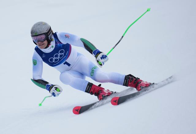 (260214) -- BORMIO, Feb. 14, 2026 (Xinhua) -- Lucas Pinheiro Braathen of Brazil competes during the alpine skiing men's giant slalom run 2 at the Milan-Cortina 2026 Olympic Winter Games in Bormio, Italy, Feb. 14, 2026. (Xinhua/Hu Huhu)