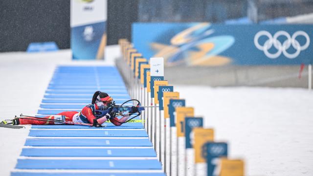 (260214) -- ANTERSELVA, Feb. 14, 2026 (Xinhua) -- Meng Fanqi of China competes during the biathlon women's 7.5km sprint event at the Milan-Cortina 2026 Olympic Winter Games in Anterselva, Italy, Feb. 14, 2026. (Xinhua/Jiang Han)