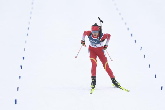 (260215) -- ANTERSELVA, Feb. 15, 2026 (Xinhua) -- Chu Yuanmeng of China competes during the biathlon women's 7.5km sprint event at the Milan-Cortina 2026 Olympic Winter Games in Anterselva, Italy, Feb. 14, 2026. (Xinhua/Zhang Tao)
