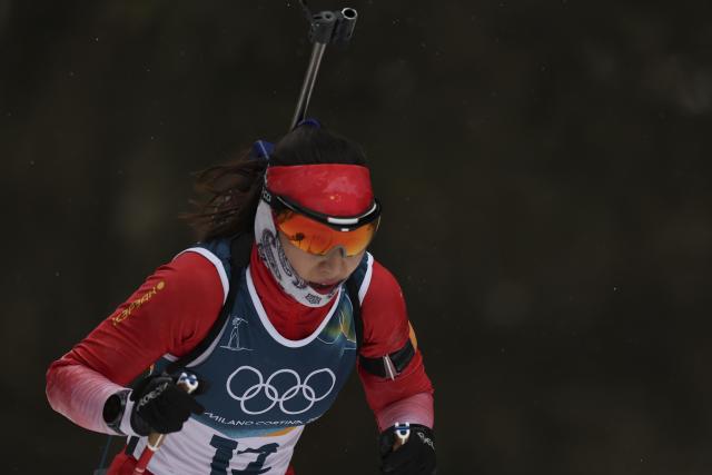 (260215) -- ANTERSELVA, Feb. 15, 2026 (Xinhua) -- Meng Fanqi of China competes during the biathlon women's 7.5km sprint event at the Milan-Cortina 2026 Olympic Winter Games in Anterselva, Italy, Feb. 14, 2026. (Xinhua/Zhang Tao)