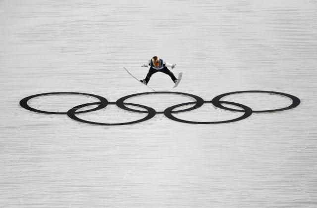 (260215) -- PREDAZZO, Feb. 15, 2026 (Xinhua) -- Domen Prevc of Slovenia competes during the final round of ski jumping men's large hill individual event at the Milan-Cortina 2026 Olympic Winter Games in Predazzo, Italy, Feb. 14, 2026. (Xinhua/Huang Wei)