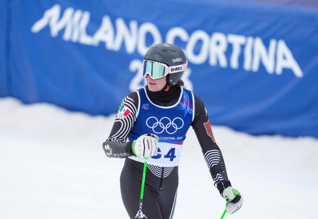 (260215) -- BORMIO, Feb. 15, 2026 (Xinhua) -- Lasse Gaxiola of Mexico reacts after competing at the alpine skiing men's giant slalom run 2 at the Milan-Cortina 2026 Olympic Winter Games in Bormio, Italy, Feb. 14, 2026. (Xinhua/Hu Huhu)