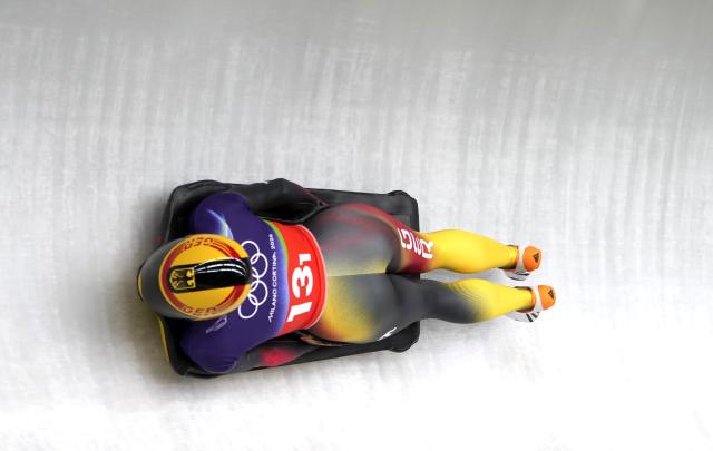 (260215) -- CORTINA D'AMPEZZO, Feb. 15, 2026 (Xinhua) -- Susanne Kreher of Germany competes during the skeleton mixed team event at the Milan-Cortina 2026 Olympic Winter Games in Cortina, Italy, Feb. 15, 2026. (Xinhua/Li Gang)