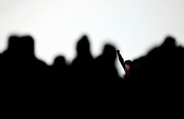 (260216) -- LIVIGNO, Feb. 16, 2026 (Xinhua) -- Elias Syrja of Finland reacts during the freestyle skiing men's big air qualification at the Milan-Cortina 2026 Olympic Winter Games in Livigno, Italy, Feb. 15, 2026. (Xinhua/Zhang Hongxiang)