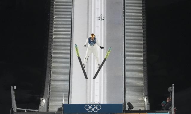 (260216) -- PREDAZZO, Feb. 16, 2026 (Xinhua) -- Norway's Anna Odine Stroem competes during the final round of ski jumping women's large hill individual event at the Milan-Cortina 2026 Olympic Winter Games in Predazzo, Italy, Feb. 15, 2026. (Xinhua/Huang Wei)