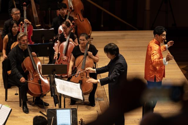 (260216) -- AUCKLAND, Feb. 16, 2026 (Xinhua) -- The Happy Chinese New Year concert is staged at the Great Hall of Auckland Town Hall in Auckland, New Zealand, Feb. 15, 2026. (Photo by Wu Jiaxiang/Xinhua)