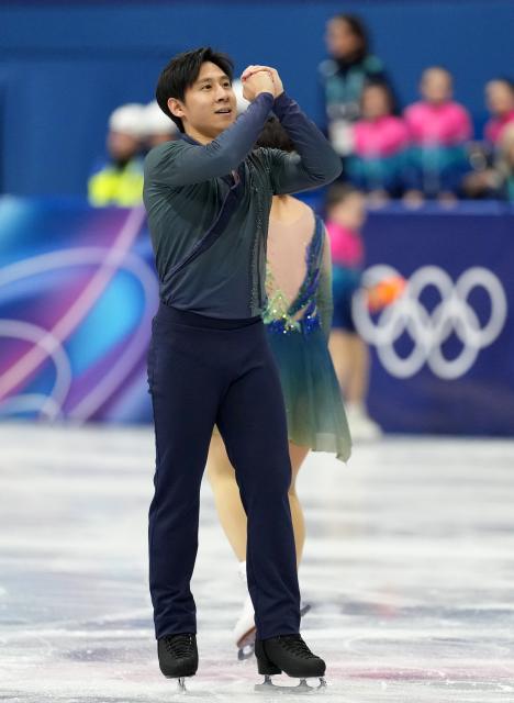 (260217) -- MILAN, Feb. 17, 2026 (Xinhua) -- Sui Wenjing/Han Cong of China compete during their free skating performance of Figure Skating Pair Skating at the Milan-Cortina 2026 Olympic Winter Games in Milan, Italy, Feb. 16, 2026. (Xinhua/Xue Yuge)