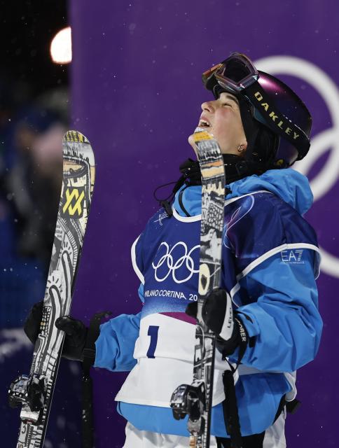 (260217) -- LIVIGNO, Feb. 17, 2026 (Xinhua) -- Flora Tabanelli of Italy reacts during the freestyle skiing women's freeski big air final at the Milan-Cortina 2026 Olympic Winter Games in Livigno, Italy, Feb. 16, 2026. (Xinhua/Wang Peng)