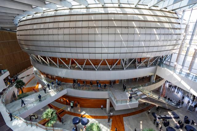 (260217) -- ADDIS ABABA, Feb. 17, 2026 (Xinhua) -- This photo taken on Feb. 14, 2026 shows an interior view of the African Union (AU) headquarters in Addis Ababa, Ethiopia. Addis Ababa, the capital of Ethiopia, whose name means "new flower" in Amharic, is located in the country's central highlands and enjoys a mild and pleasant climate. Home to rich cultural heritage and historical sites, the city also hosts the headquarters of the African Union, making it an important hub for multilateral diplomacy in Africa. (Xinhua/Xie Jianfei)