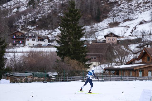(260217) -- TESERO, Feb. 17, 2026 (Xinhua) -- Zhao Zihe of China competes during the cross-country event of Nordic Combined Individual Gundersen Large Hill/10km at the Milan-Cortina 2026 Olympic Winter Games in Tesero, Italy, Feb. 17, 2026. (Xinhua/Peng Ziyang)