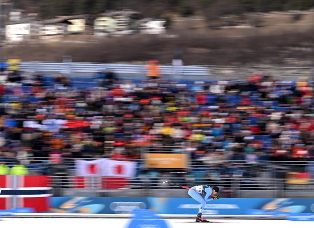 (260217) -- TESERO, Feb. 17, 2026 (Xinhua) -- Gasper Brecl of Slovenia competes during the cross-country event of Nordic Combined Individual Gundersen Large Hill/10km at the Milan-Cortina 2026 Olympic Winter Games in Tesero, Italy, Feb. 17, 2026. (Xinhua/He Canling)