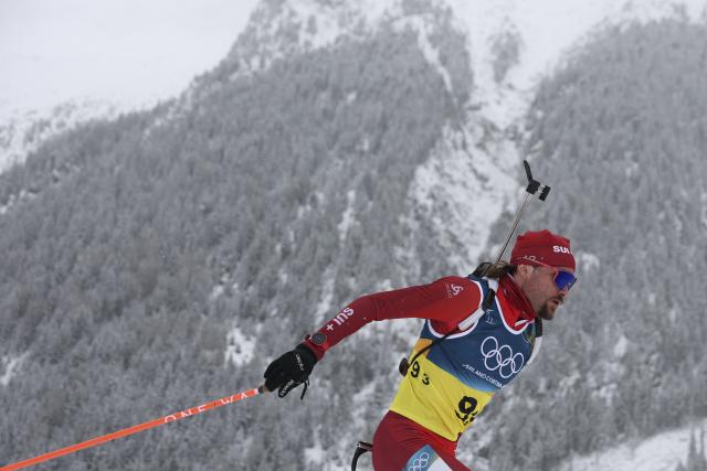 (260217) -- ANTERSELVA, Feb. 17, 2026 (Xinhua) -- Jeremy Finello of Switzerland competes during the biathlon men's 4x7.5km relay at the 2026 Milan-Cortina Winter Olympics in Anterselva, Italy, Feb. 17, 2026. (Xinhua/Zhang Tao)