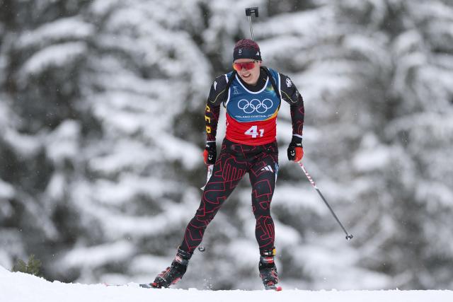 (260217) -- ANTERSELVA, Feb. 17, 2026 (Xinhua) -- STRELOW Justus of Germany competes during the biathlon men's 4x7.5km relay at the 2026 Milan-Cortina Winter Olympics in Anterselva, Italy, Feb. 17, 2026. (Xinhua/Zhang Tao)