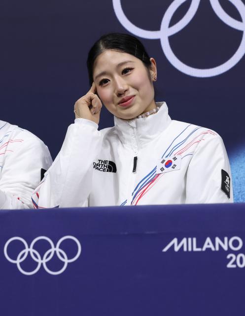 (260217) -- MILAN, Feb. 17, 2026 (Xinhua) -- Lee Haein of South Korea reacts after the short program match of figure skating women single skating at the Milan-Cortina 2026 Olympic Winter Games in Milan, Italy, Feb. 17, 2026. (Xinhua/Chen Yichen)