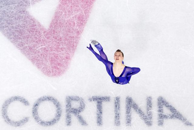 (260217) -- MILAN, Feb. 17, 2026 (Xinhua) -- Lorine Schild of France competes during the short program match of figure skating women single skating at the Milan-Cortina 2026 Olympic Winter Games in Milan, Italy, Feb. 17, 2026. (Xinhua/Cheng Min)