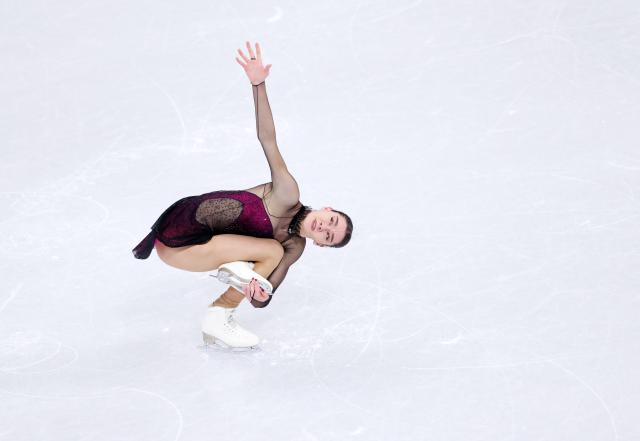 (260217) -- MILAN, Feb. 17, 2026 (Xinhua) -- Lara Naki Gutmann of Italy competes during the short program match of figure skating women single skating at the Milan-Cortina 2026 Olympic Winter Games in Milan, Italy, Feb. 17, 2026. (Xinhua/Chen Yichen)