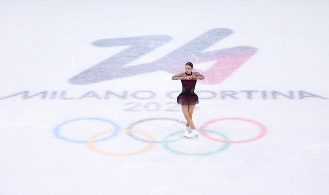 (260217) -- MILAN, Feb. 17, 2026 (Xinhua) -- Lara Naki Gutmann of Italy competes during the short program match of figure skating women single skating at the Milan-Cortina 2026 Olympic Winter Games in Milan, Italy, Feb. 17, 2026. (Xinhua/Chen Yichen)