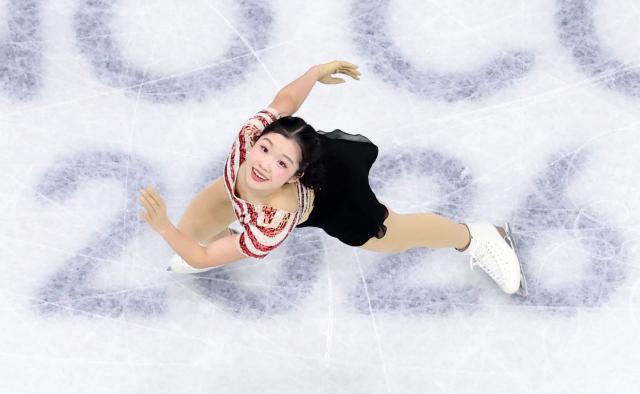 (260217) -- MILAN, Feb. 17, 2026 (Xinhua) -- Nakai Ami of Japan competes during the short program match of figure skating women single skating at the Milan-Cortina 2026 Olympic Winter Games in Milan, Italy, Feb. 17, 2026. (Xinhua/Cheng Min)