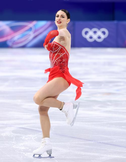 (260217) -- MILAN, Feb. 17, 2026 (Xinhua) -- Julia Sauter of Romania competes during the short program match of figure skating women single skating at the Milan-Cortina 2026 Olympic Winter Games in Milan, Italy, Feb. 17, 2026. (Xinhua/Chen Yichen)