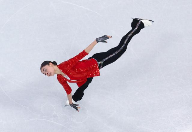(260217) -- MILAN, Feb. 17, 2026 (Xinhua) -- Individual neutral athlete Adeliia Petrosian competes during the short program match of figure skating women single skating at the Milan-Cortina 2026 Olympic Winter Games in Milan, Italy, Feb. 17, 2026. (Xinhua/Chen Yichen)