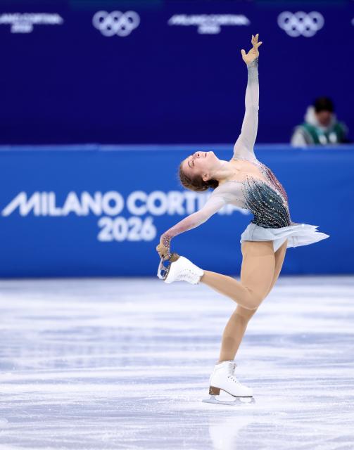 (260217) -- MILAN, Feb. 17, 2026 (Xinhua) -- Olga Mikutina of Austria competes during the short program match of figure skating women single skating at the Milan-Cortina 2026 Olympic Winter Games in Milan, Italy, Feb. 17, 2026. (Xinhua/Chen Yichen)