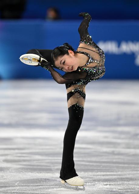 (260217) -- MILAN, Feb. 17, 2026 (Xinhua) -- Zhang Ruiyang of China competes during the short program match of figure skating women single skating at the Milan-Cortina 2026 Olympic Winter Games in Milan, Italy, Feb. 17, 2026. (Xinhua/Cheng Min)