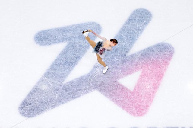 (260217) -- MILAN, Feb. 17, 2026 (Xinhua) -- Olga Mikutina of Austria competes during the short program match of figure skating women single skating at the Milan-Cortina 2026 Olympic Winter Games in Milan, Italy, Feb. 17, 2026. (Xinhua/Cheng Min)