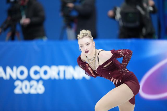 (260217) -- MILAN, Feb. 17, 2026 (Xinhua) -- Amber Glenn of the United States competes during the short program match of figure skating women single skating at the Milan-Cortina 2026 Olympic Winter Games in Milan, Italy, Feb. 17, 2026. (Xinhua/Xue Yuge)