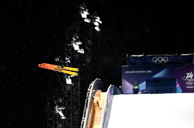 (260218) -- LIVIGNO, Feb. 18, 2026 (Xinhua) -- Tormod Frostad of Norway competes during Freestyle Skiing Men's Freeski Big Air Final at the Milan-Cortina 2026 Olympic Winter Games in Livigno, Italy, Feb. 17, 2026. (Xinhua/Zhang Hongxiang)