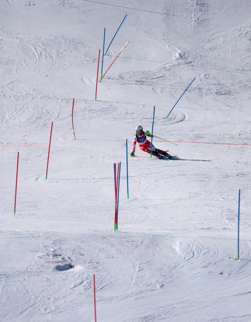 (260218) -- CORTINA D'AMPEZZO, Feb. 18, 2026 (Xinhua) -- Camille Rast of Switzerland competes during the alpine skiing women's slalom run 2 at the Milan-Cortina 2026 Olympic Winter Games in Cortina, Italy, Feb. 18, 2026. (Xinhua/Fei Maohua)