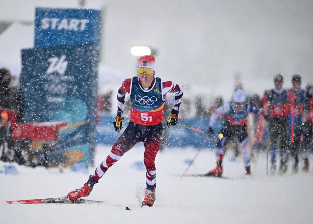 (260219) -- TESERO, Feb. 19, 2026 (Xinhua) -- Stefan Rettenegger of Austria competes during the cross-country event of the nordic combined team sprint at the 2026 Milan-Cortina Winter Olympics in Tesero, Italy, Feb. 19, 2026. (Xinhua/He Canling)
